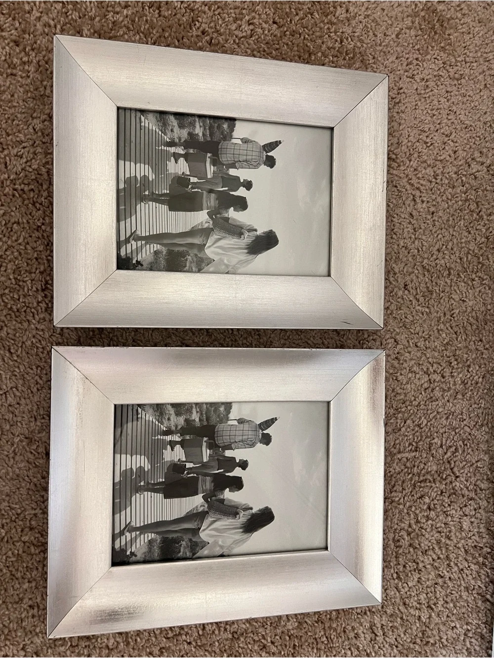 Set of (2) Brushed Silver Picture Frames 5x7 Tabletop Wall Decor